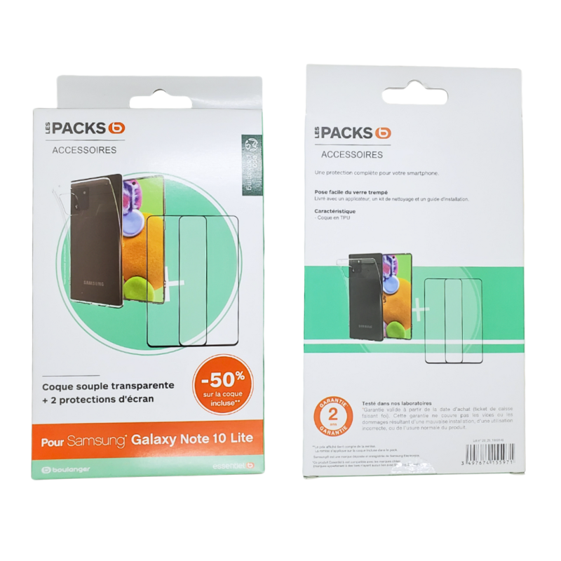 Pack Coque + Verre Trempé ESSENTIELB pour Samsung Note 10 Lite — Accessoire · Smarty Paris 18e